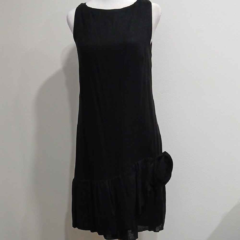 Taylor Black Sheath Mini Dress Scoop Neck Sleeveless